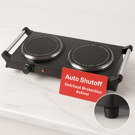 1000W Electric Single Burner Portable Heating Hot Plate Stove Countertop RV Hotplate with 5 Temperature Stepless Adjustments Portable Handles