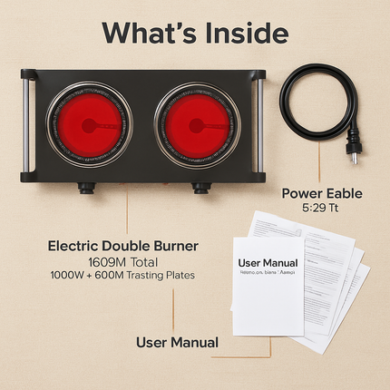 1000W Electric Single Burner Portable Heating Hot Plate Stove Countertop RV Hotplate with 5 Temperature Stepless Adjustments Portable Handles