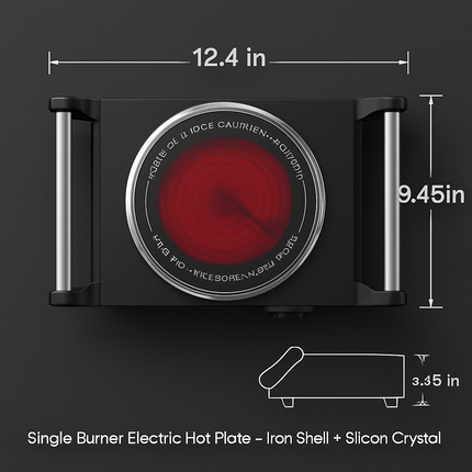 1000W Electric Single Burner Portable Heating Hot Plate Stove Countertop RV Hotplate with 5 Temperature Stepless Adjustments Portable Handles
