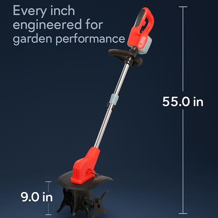 Cordless Tiller Cultivator with 4-Blade Tines