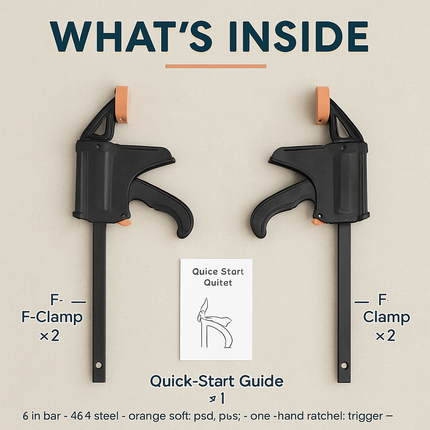 F Clamp Grip Set for Woodworking - Quick Release Clamps