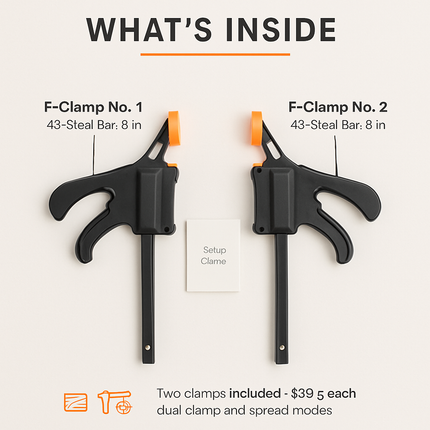 F Clamp Grip Set for Woodworking - Quick Release Clamps