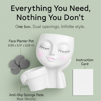 Girl Face Planter Pot with Dual Openings for Succulents