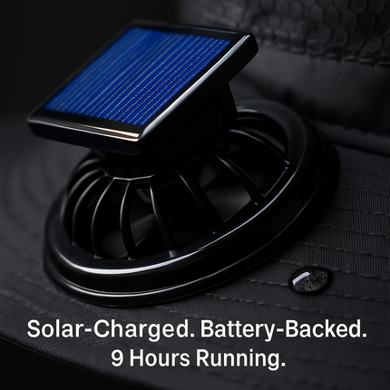 Wide Brim Sun Hat with 2 Solar-Powered Fans