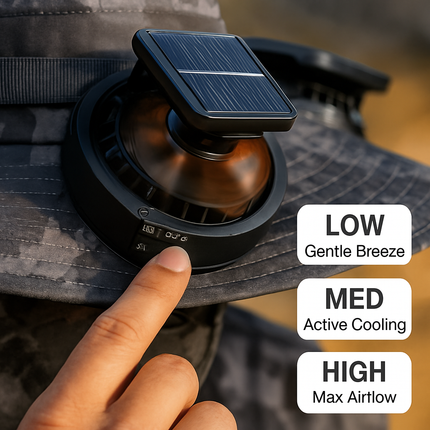 Wide Brim Sun Hat with 2 Solar-Powered Fans