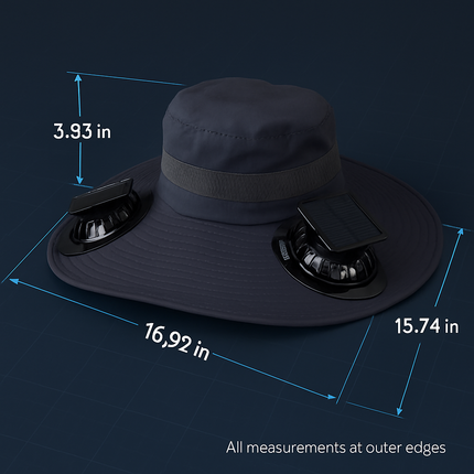Wide Brim Sun Hat with 2 Solar-Powered Fans