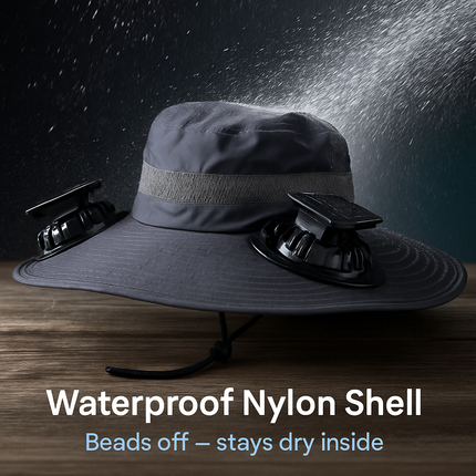 Wide Brim Sun Hat with 2 Solar-Powered Fans