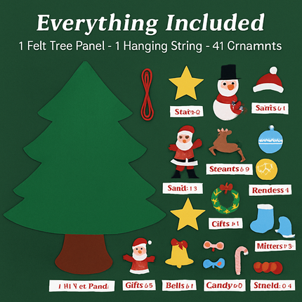 Felt Christmas Tree with Ornaments for Kids