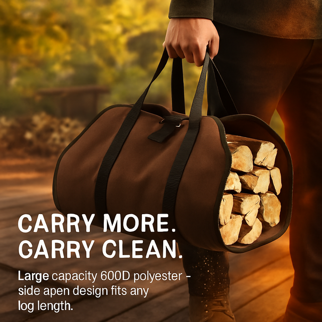 Firewood Carrier Bag with Handle for Indoor Outdoor Use