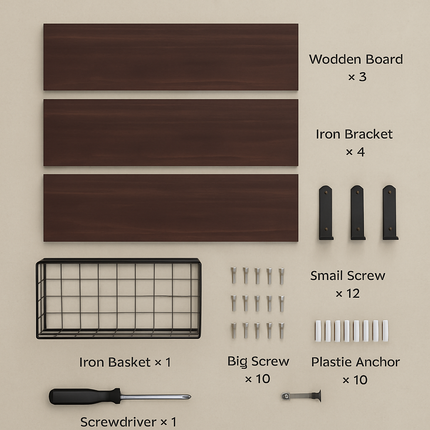 2-in-1 Floating Shelves with Storage Basket