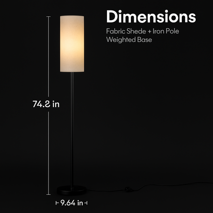 Tall Floor Lamp with Shade, Warm Yellow Light