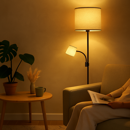 Mother Daughter Floor Lamp with Linen Shade