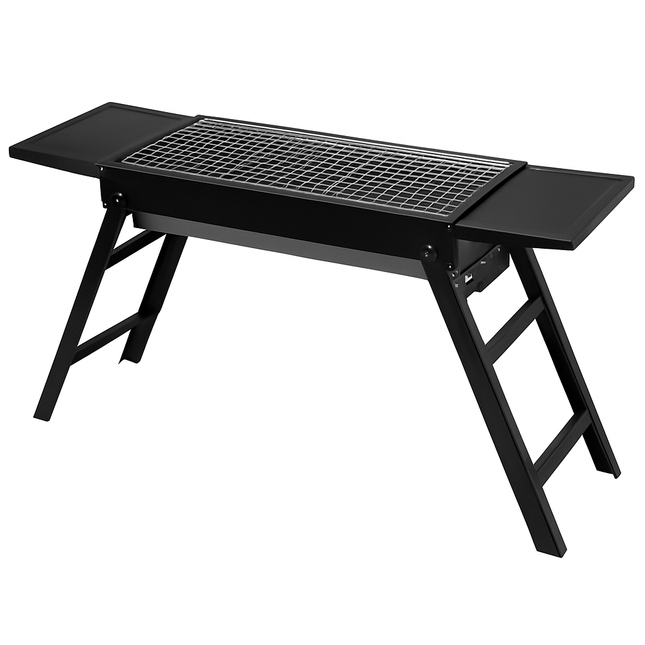 Foldable Charcoal BBQ Grill with Shelf for Camping