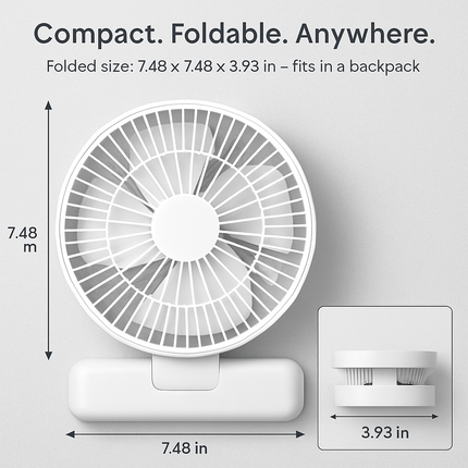 Foldable Table Fan with Wall & Desk Mount