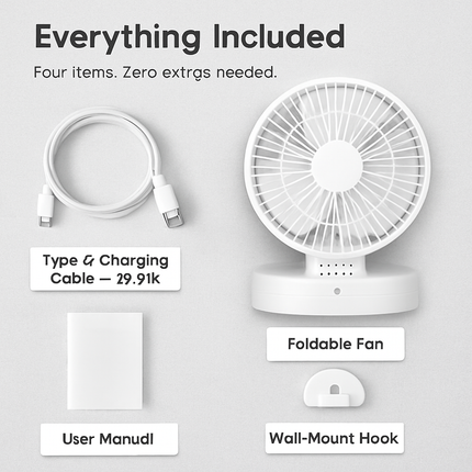 Foldable Table Fan with Wall & Desk Mount