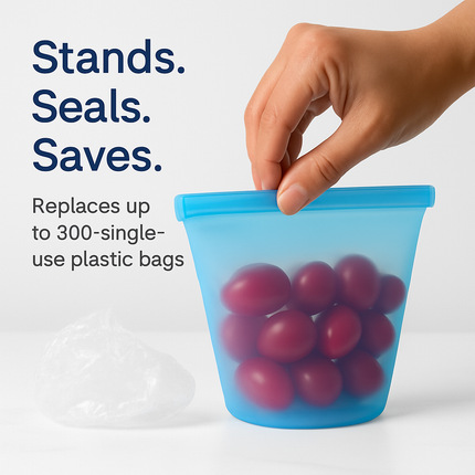 Silicone Food Storage Bags Set - Leakproof & Reusable