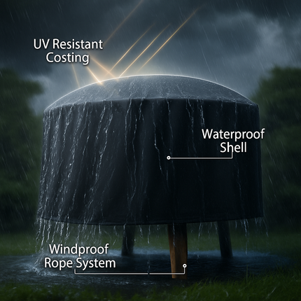 Circular Table Cover for 6-Seat Outdoor Furniture