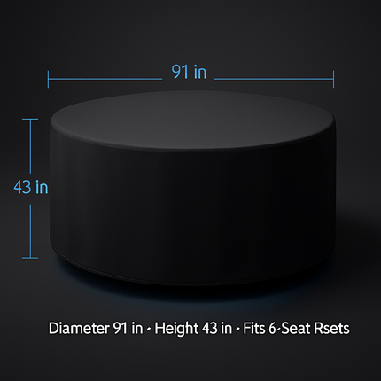 Circular Table Cover for 6-Seat Outdoor Furniture