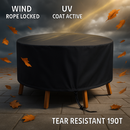 Circular Table Cover for 6-Seat Outdoor Furniture
