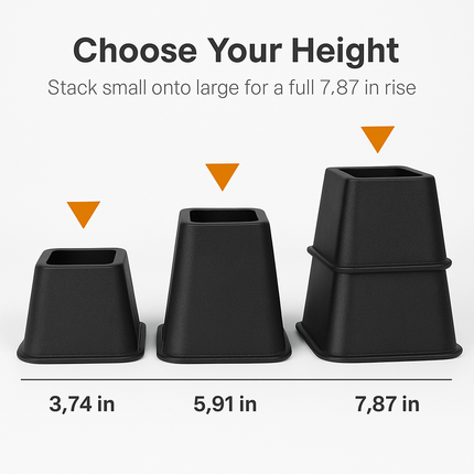 Furniture Risers for Beds and Tables with Adjustable Height