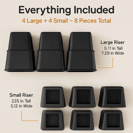 Furniture Risers for Beds and Tables with Adjustable Height