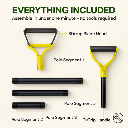 Adjustable Garden Hoe - Handheld Stirrup Weeder for Weeding