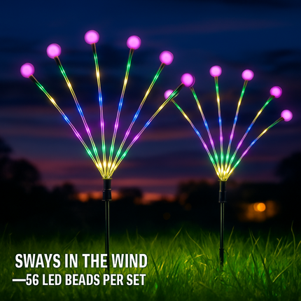 Solar Firefly Path Lights for Garden Decor - 2-Pack