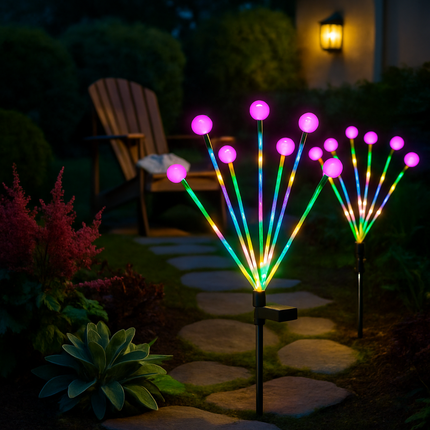 Solar Firefly Path Lights for Garden Decor - 2-Pack