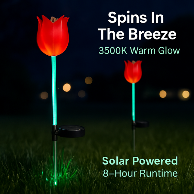 Tulip Wind Mill Solar Garden Light - 2-Pack