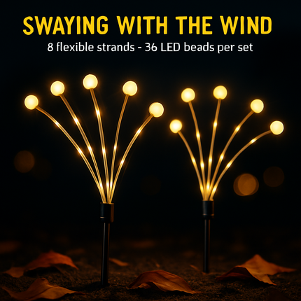 Solar Firefly Path Lights for Garden Decor - 2-Pack