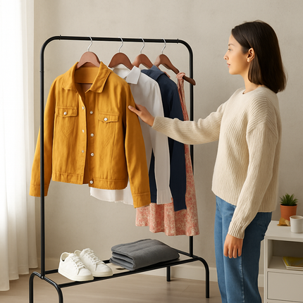 Freestanding Garment Rack for Home and Dormitory Storage