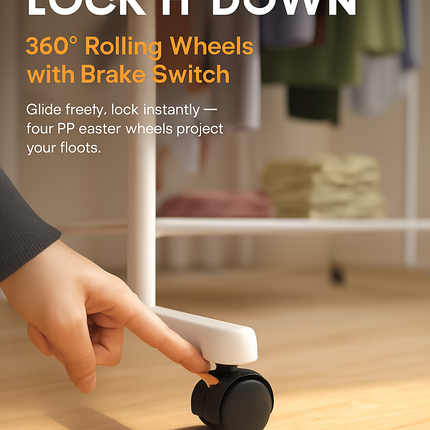 Garment Hanging Rack with Wheels for Clothing Organization
