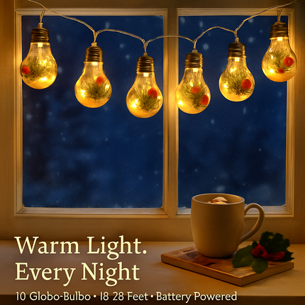 Christmas Snow Globe String Light with 10 LED Bulbs