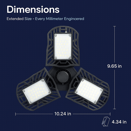 Deformable LED Garage Light with Adjustable Heads