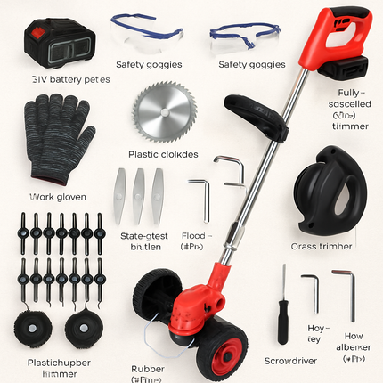 Grass Trimmer with Wheels for Lawn Edges