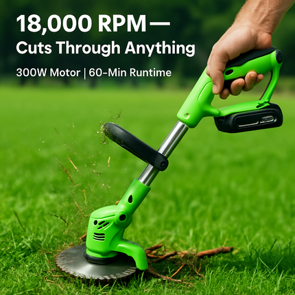 Cordless Grass Trimmer with Saw & Multi-Blade Kit
