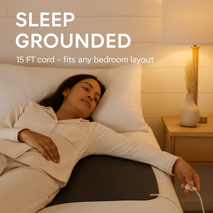 Grounding Mat for Bed with 15ft Cord – Sleep & Pain Relief