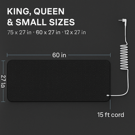 Grounding Mat for Bed with 15ft Cord – Sleep & Pain Relief