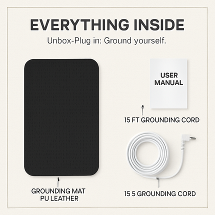 Grounding Mat for Bed with 15ft Cord – Sleep & Pain Relief