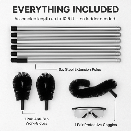 Gutter Cleaning Brush with Telescoping Handle – 10.5ft Reach