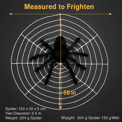 Giant Halloween Spider Decoration with Web
