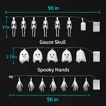 Halloween Skeleton Ghost String Lights with Gauze Skull