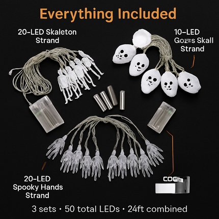 Halloween Skeleton Ghost String Lights with Gauze Skull