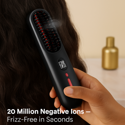Cordless Hair Straightener Brush with Negative Ions