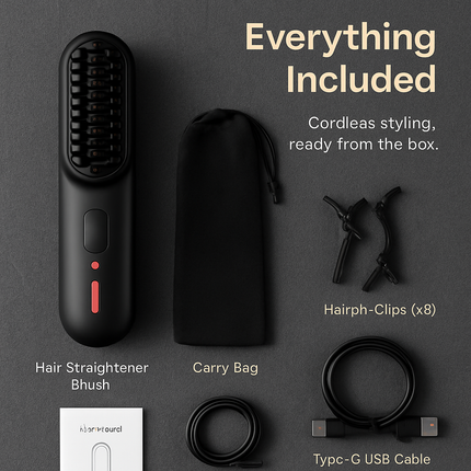 Cordless Hair Straightener Brush with Negative Ions