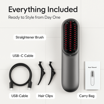Cordless Hair Straightener Brush with Negative Ions