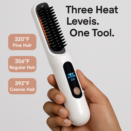 2 In 1 Ceramic Hair Straightener Flat Iron Cordless Hair Straightener Brush Hair Portable Styling Iron with Carry Bag Anti-scald Gloves 2 Hairpins