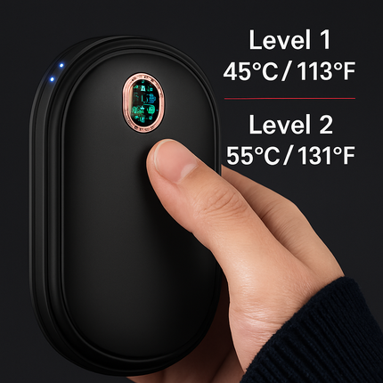 Rechargeable Hand Warmer Electric Hand Heater Portable Reusable Pocket Warmer Power Bank with Digital Display 2 Levels Double-sided Heating