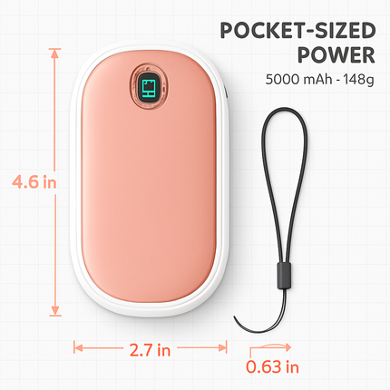 Rechargeable Hand Warmer Electric Hand Heater Portable Reusable Pocket Warmer Power Bank with Digital Display 2 Levels Double-sided Heating