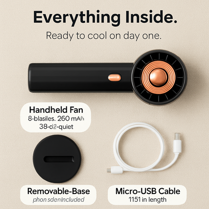 Portable Handheld Fan Ideal for Travel & Desk White